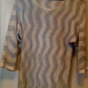 Silver and cream metallic top